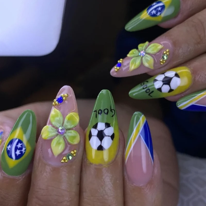 Themed Soccer-Inspired Nail Art Extensions Stornfield