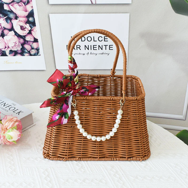 Elegant Handcrafted Rattan Tote Basket Stornfield