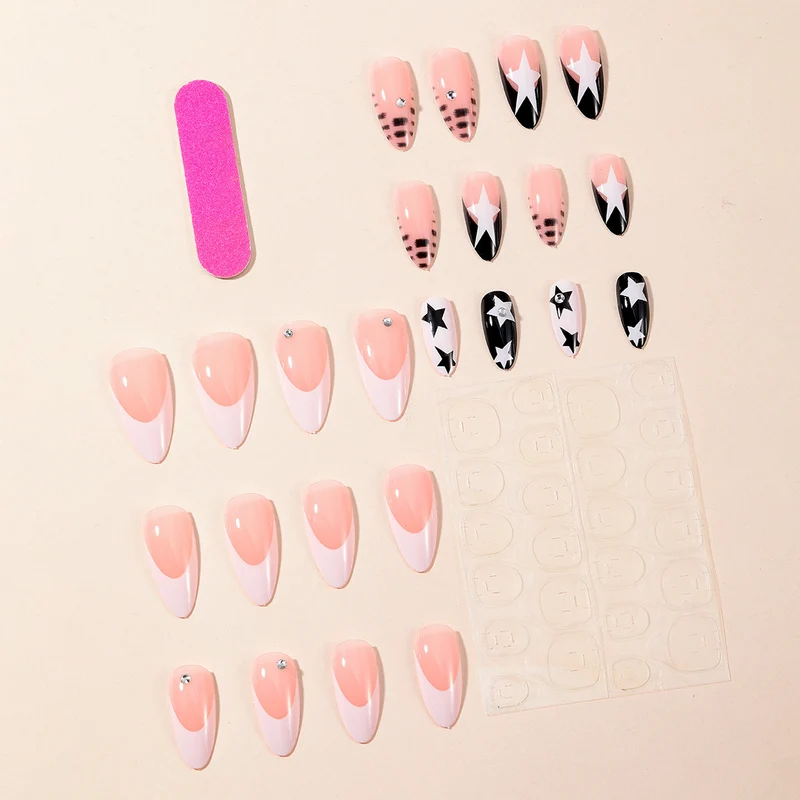 Star-Decorated Stiletto Nail Art Extensions Stornfield