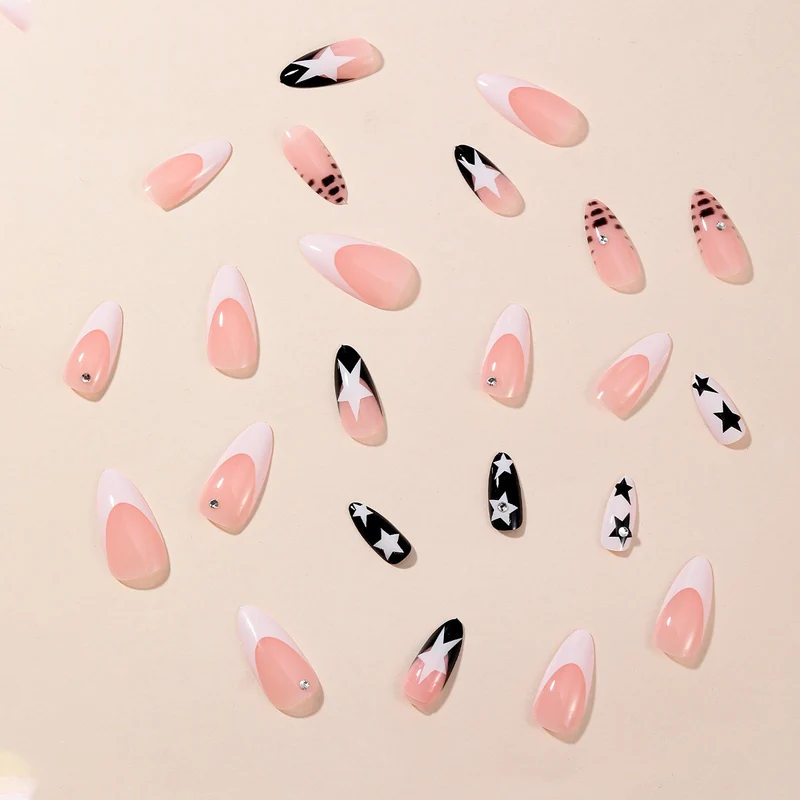 Star-Decorated Stiletto Nail Art Extensions Stornfield
