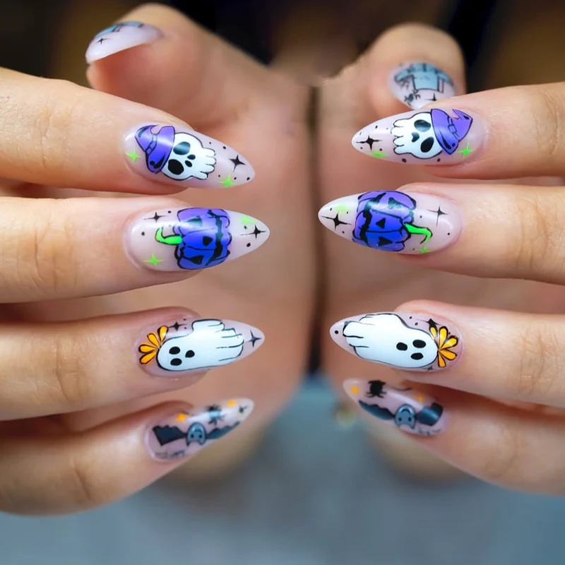Spooky Themed Stiletto Nail Art Extensions Stornfield