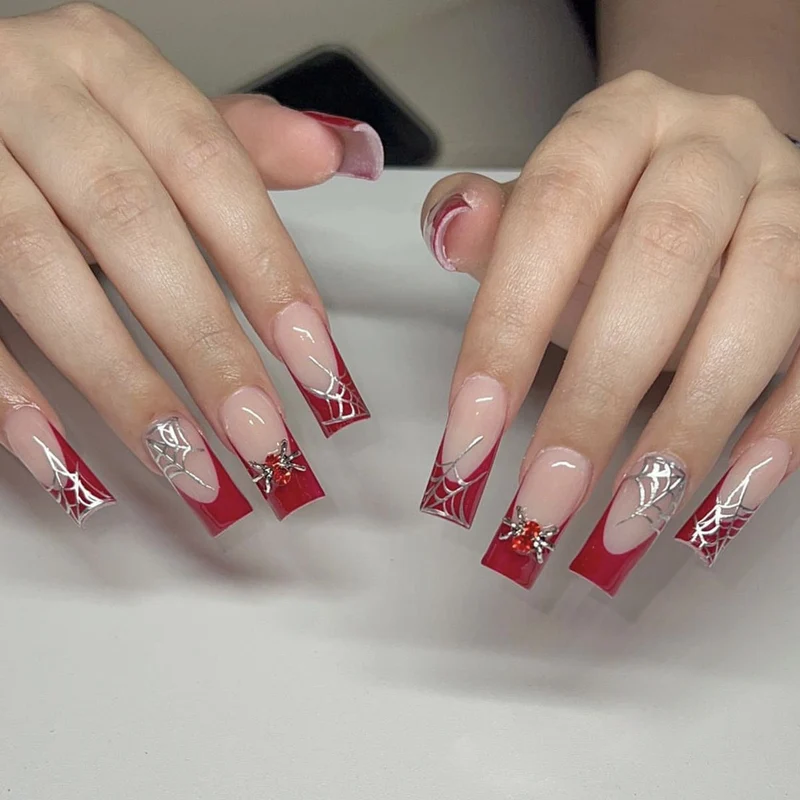 Spooky Spider Web Gel Nail Extensions Stornfield