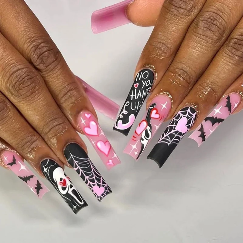 Spooky Halloween-Themed Acrylic Nail Art Extensions Stornfield