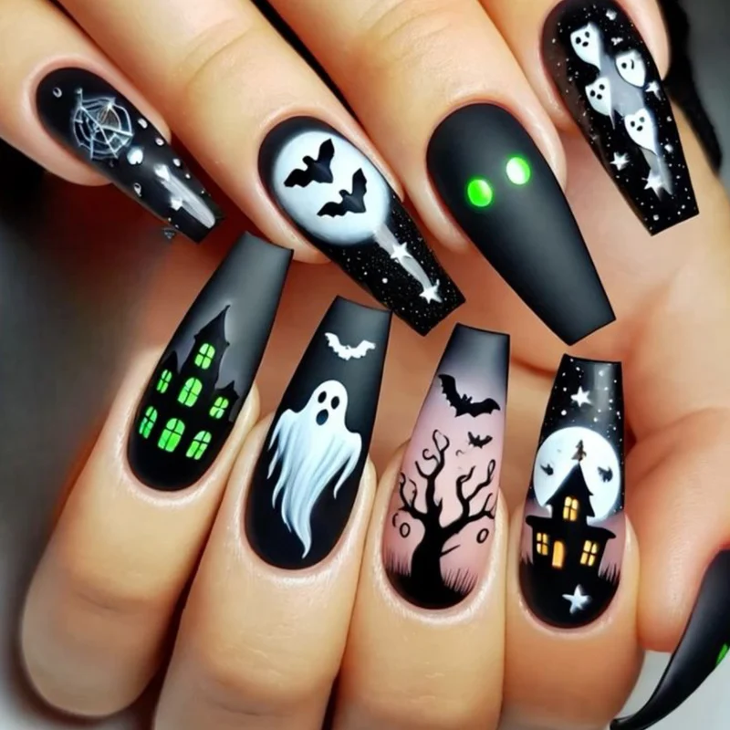Spooky Gothic-Themed Nail Art Extensions Stornfield