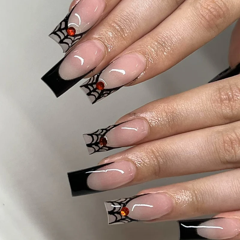 Spider Web Acrylic Nail Art Extensions Stornfield