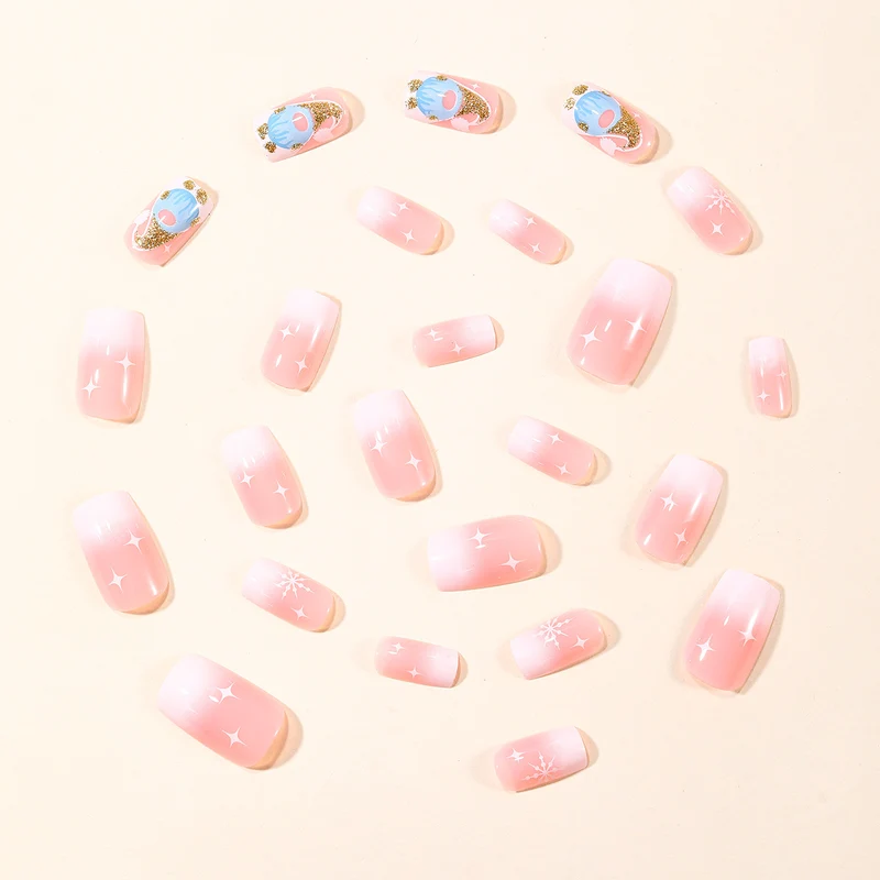Snowflake Themed Acrylic Nail Art Extensions Stornfield