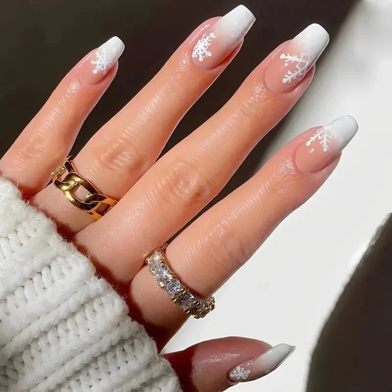 Snowflake Acrylic Nail Art Stornfield