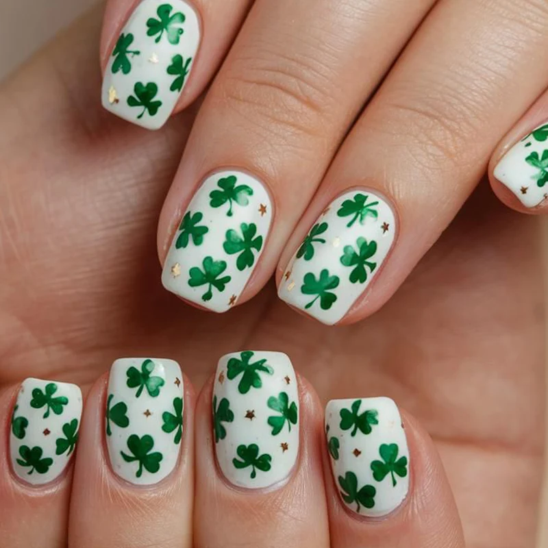 Shamrock-Themed Nail Art Extensions Stornfield