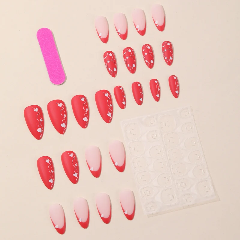 Romantic Heart-Design Acrylic Nail Art Extensions Stornfield