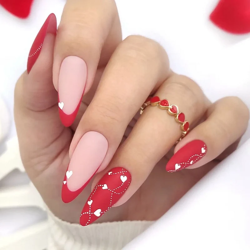 Romantic Heart-Design Acrylic Nail Art Extensions Stornfield