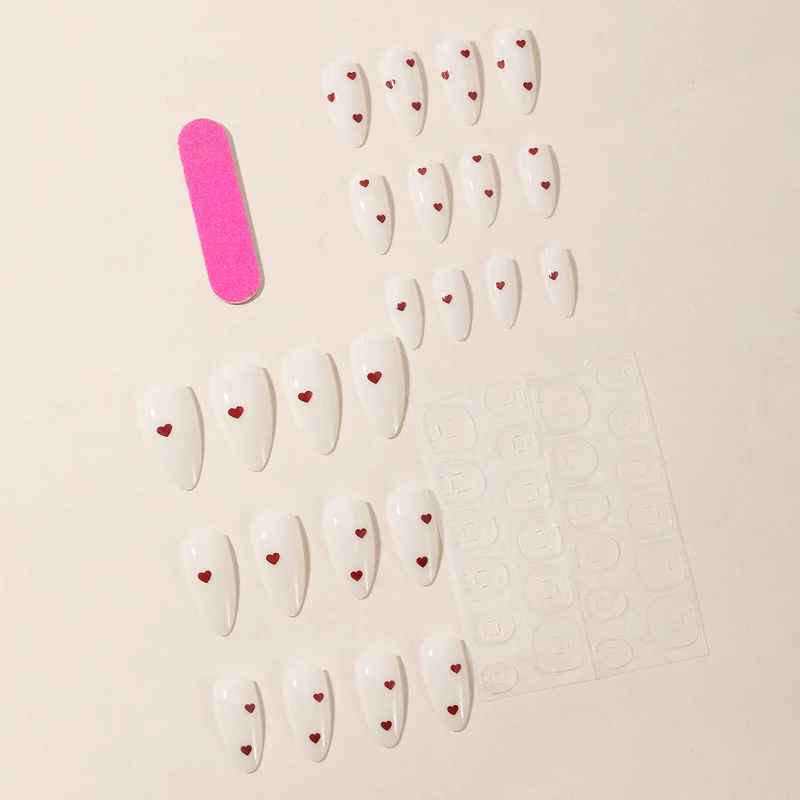 Romantic Heart-Accent Gel Nail Art Extensions Stornfield