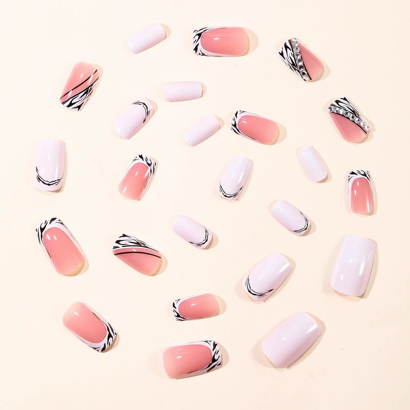 Stylish Zebra Print Acrylic Nail Art Extensions Stornfield