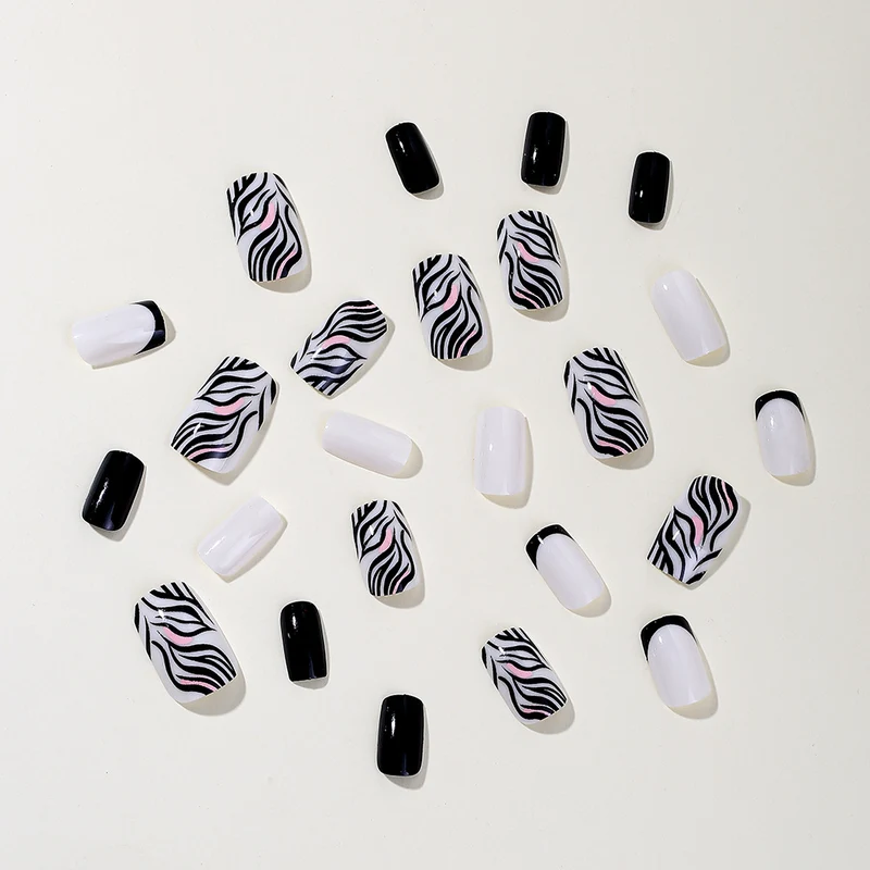 Stylish Zebra Print Acrylic Nail Art Stornfield