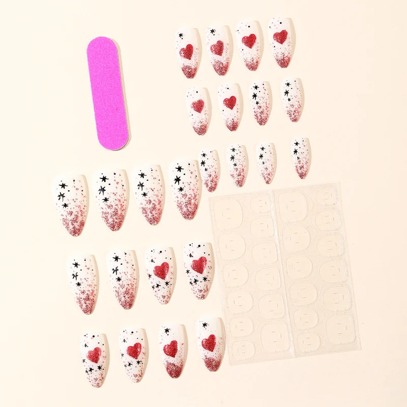 Stiletto Nail Art Extensions with Heart and Glitter Design Stornfield