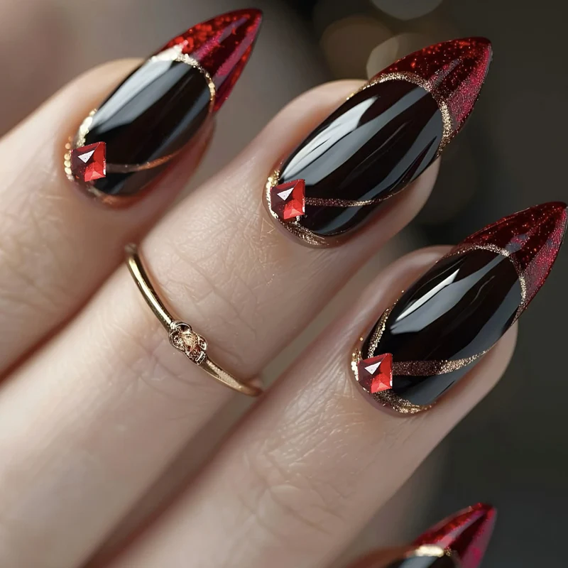 Stiletto Nail Art Extensions with Gem Accents Stornfield