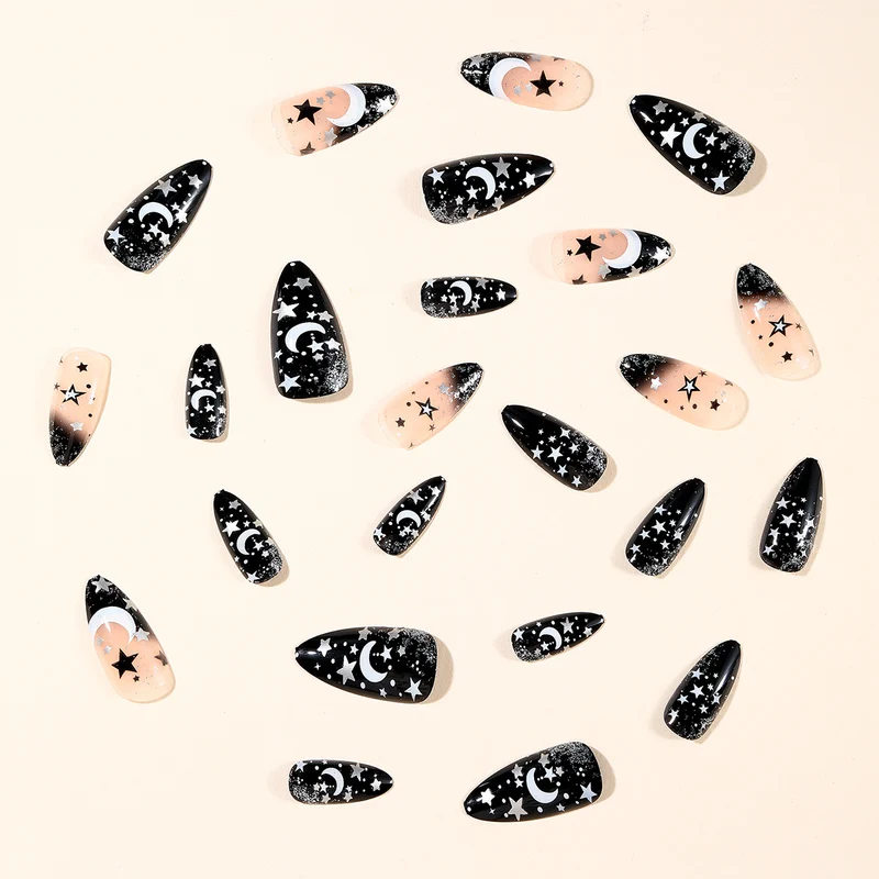 Stiletto Nail Art Extensions with Celestial Design Stornfield