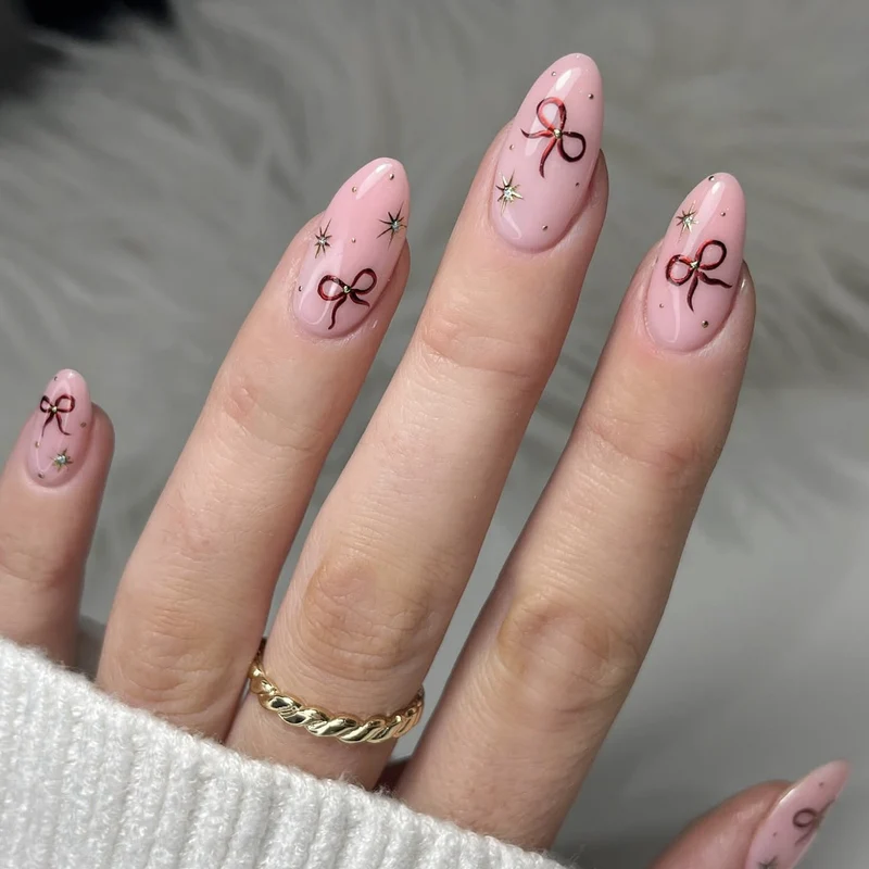 Stiletto Nail Art Extensions with Bow Accents Stornfield