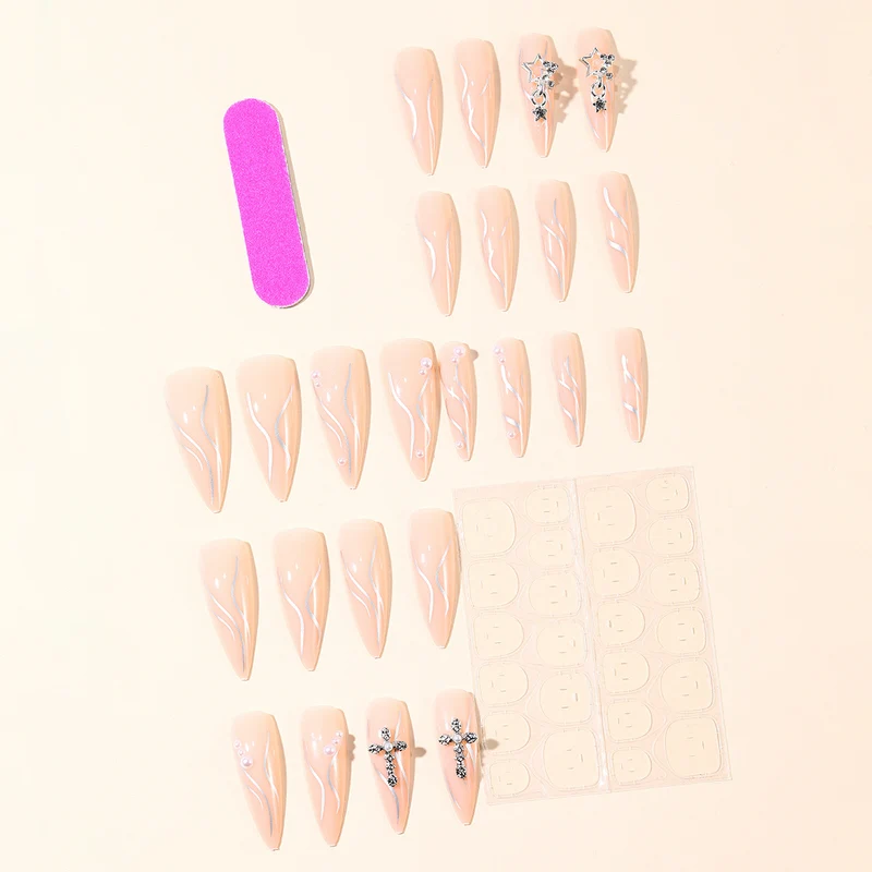 Stiletto Acrylic Nail Art Extensions with Decorative Accents Stornfield