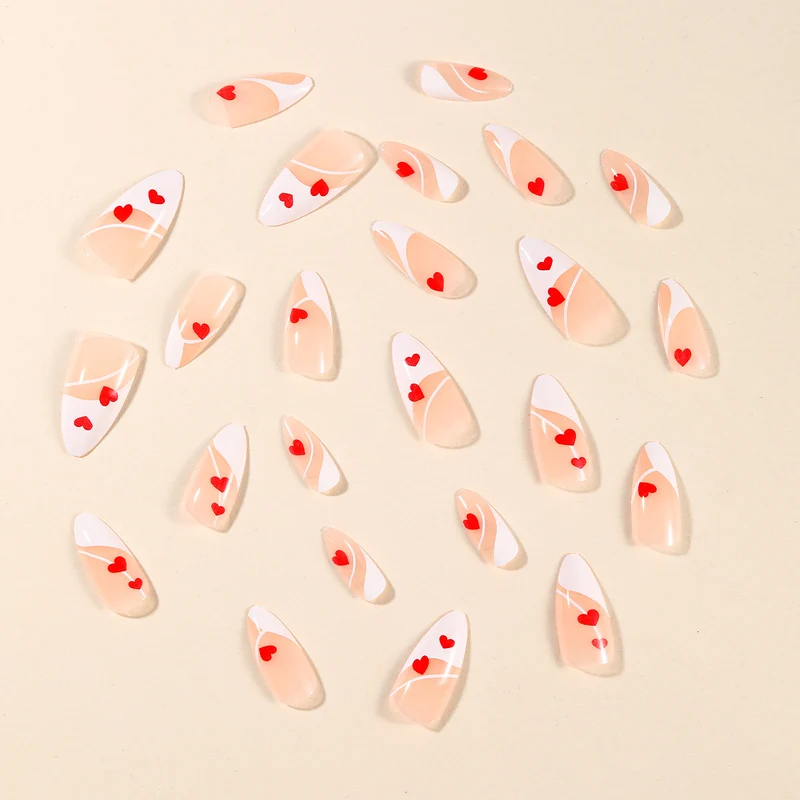 Heart-Embellished Stiletto Nail Art Stornfield