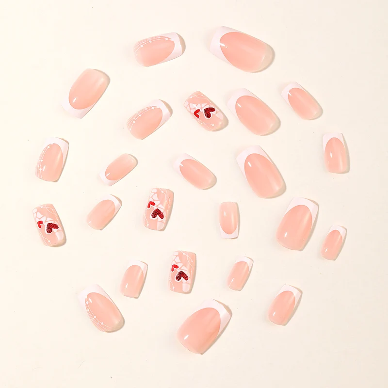 Heart-Embellished Acrylic Nail Art Extensions Stornfield