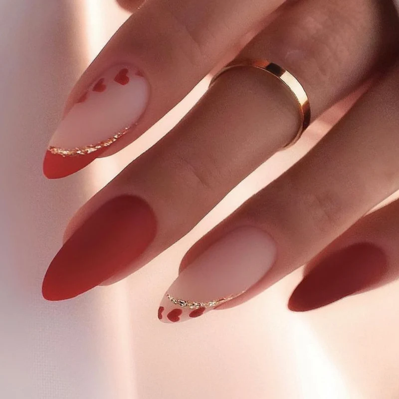 Heart-Accent Stiletto Nail Art Stornfield