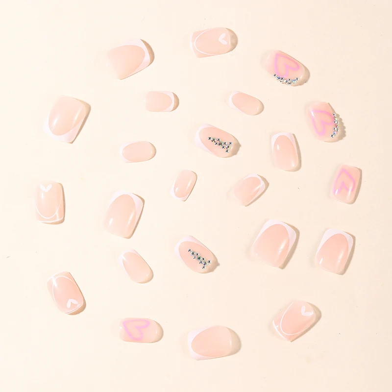 Heart-Accent Gel Nail Art Extensions Stornfield