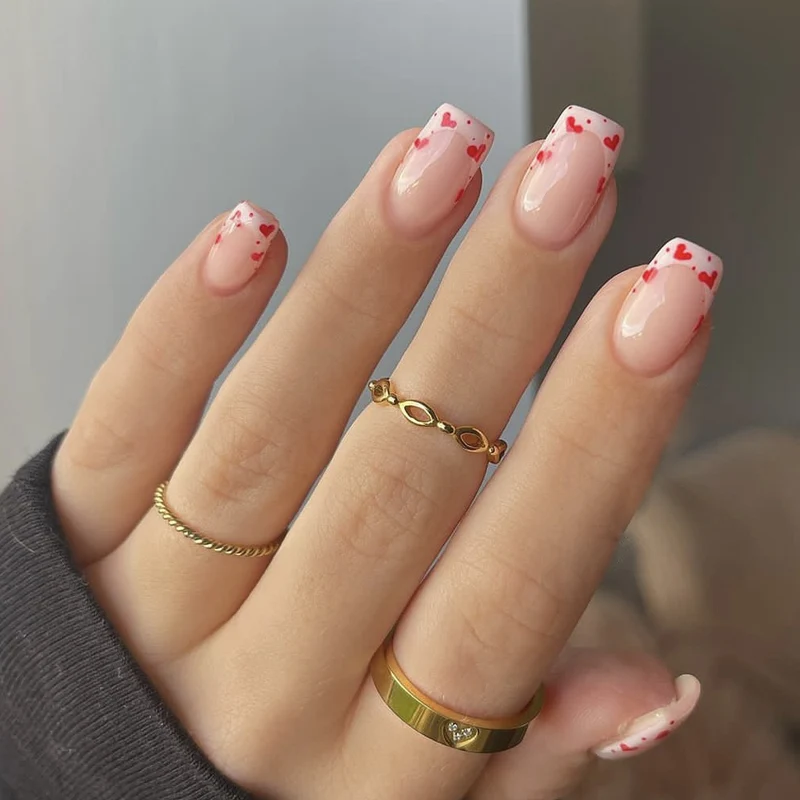 Heart-Accent Acrylic Nail Extensions Stornfield
