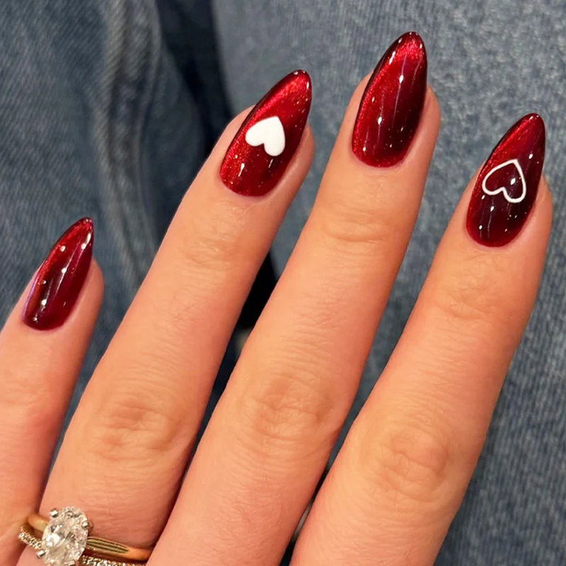 Heart Accent Acrylic Nail Design Stornfield