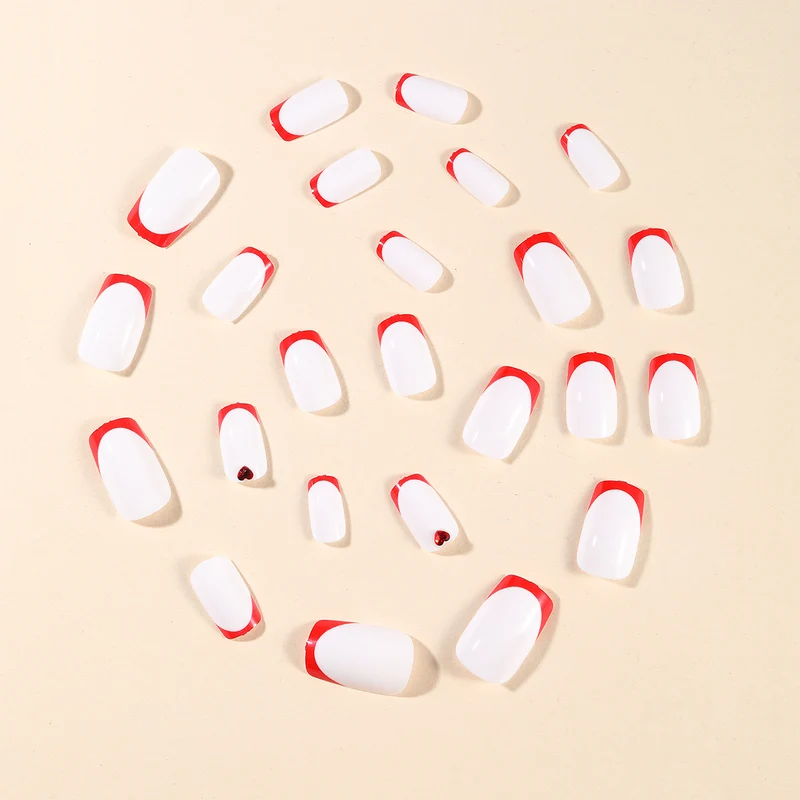 Heart-Accent Acrylic Nail Art Extensions Stornfield