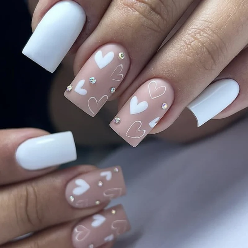 Heart-Accent Acrylic Nail Art Extensions Stornfield 1789713427