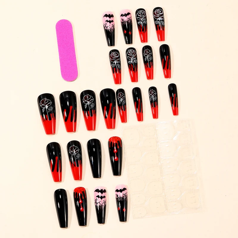 Gothic-Themed Stiletto Nail Art Extensions Stornfield