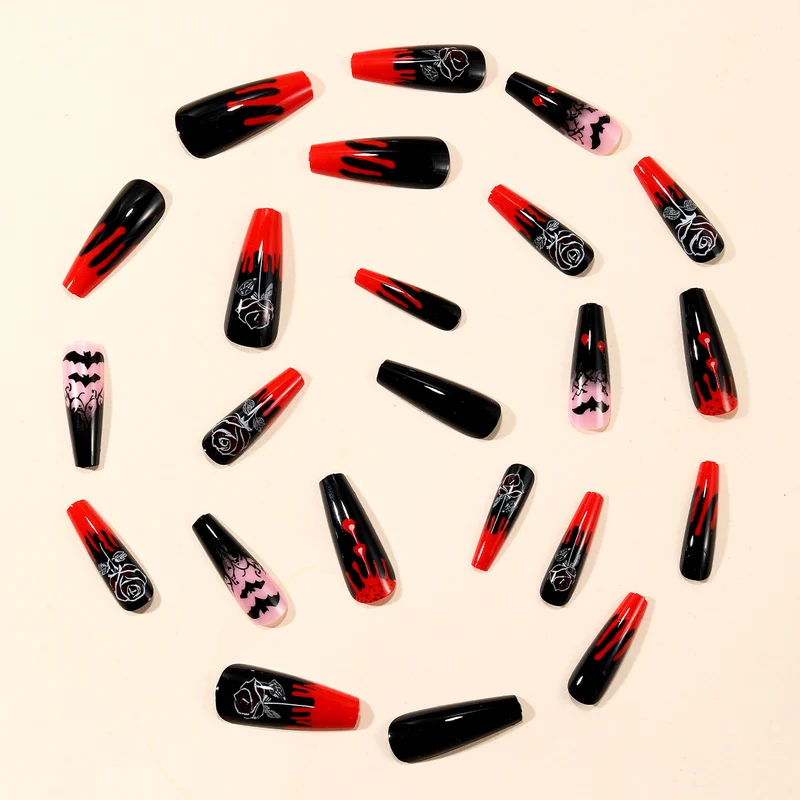 Gothic-Themed Stiletto Nail Art Extensions Stornfield