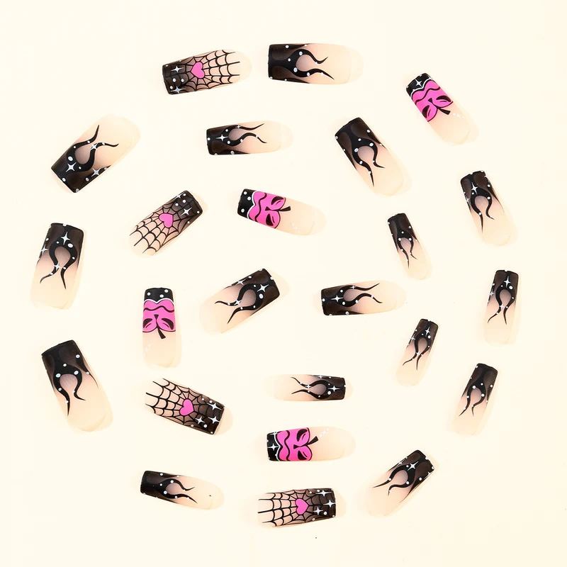 Gothic Themed Spider and Pumpkin Nail Art Extensions Stornfield