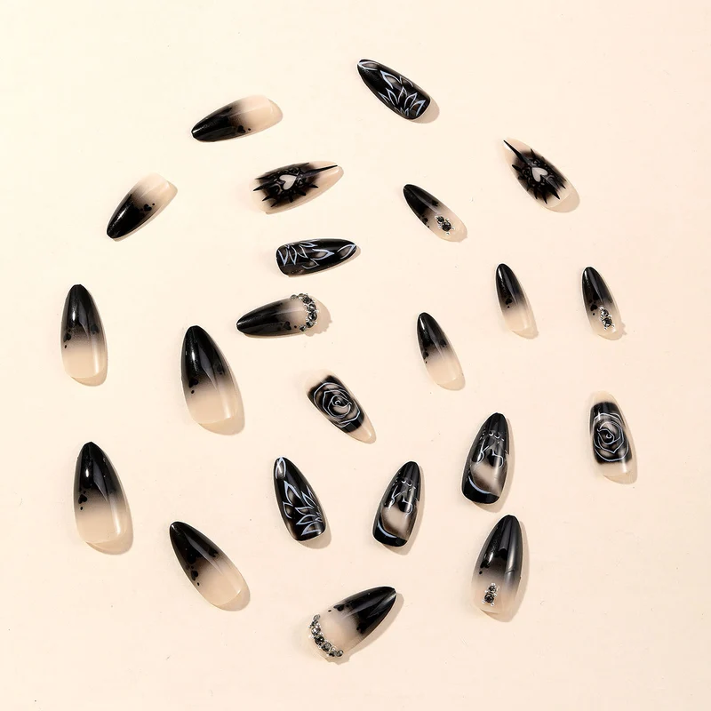 Gothic-Themed 3D Nail Art Extensions Stornfield