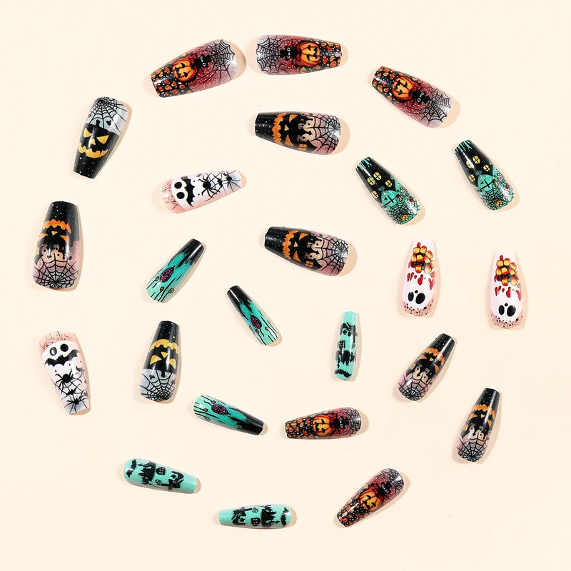 Gothic-Themed 3D Halloween Nail Art Extensions Stornfield