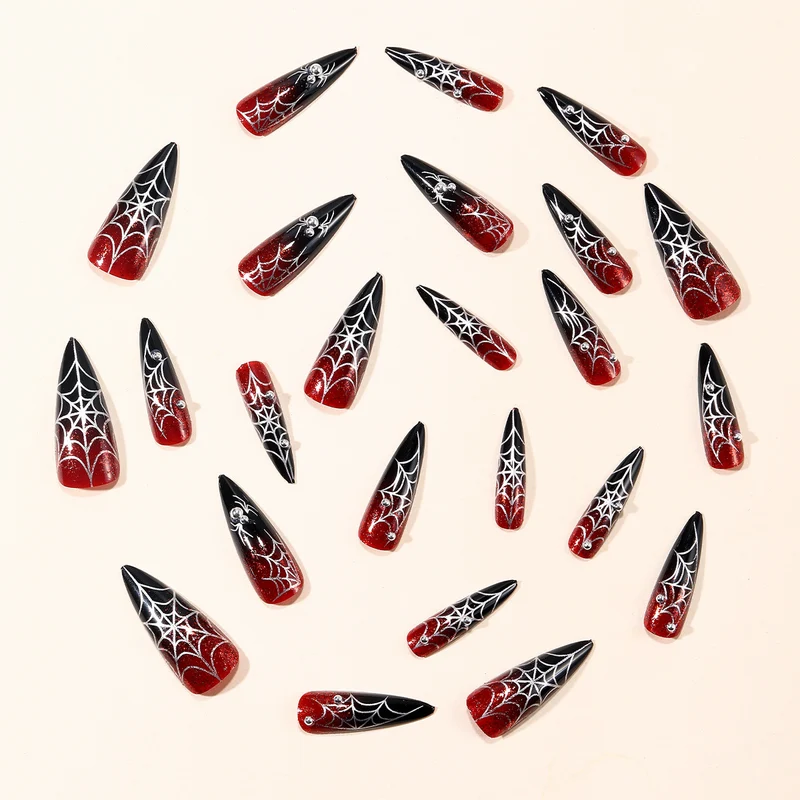 Gothic Spider Web Press-On Nail Extensions Stornfield