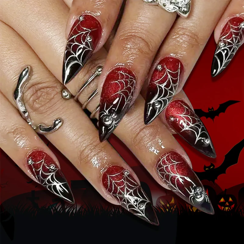 Gothic Spider Web Press-On Nail Extensions Stornfield