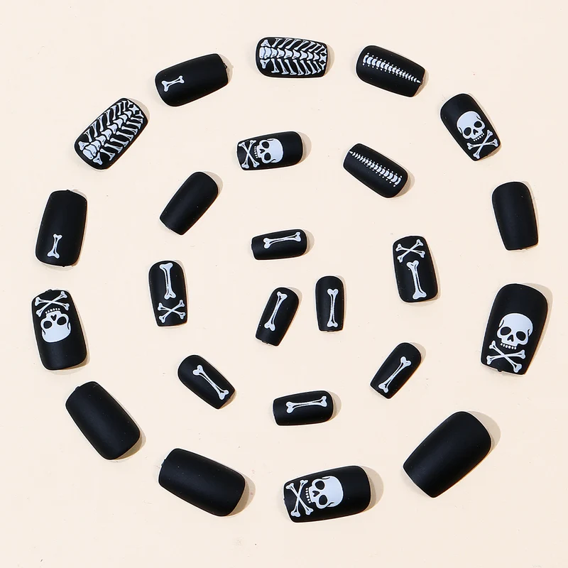 Gothic Skeleton-Themed Nail Art Extensions Stornfield