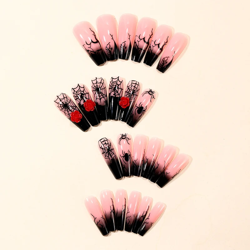 Gothic-Inspired 3D Halloween Nail Art Extensions Stornfield