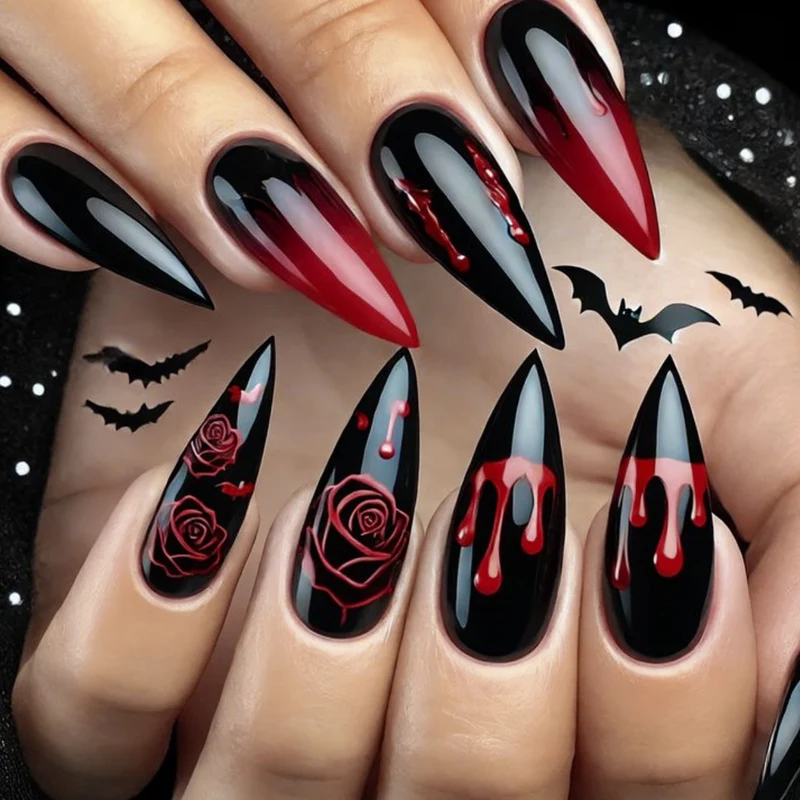 Gothic Horror Themed Nail Art Extensions Stornfield