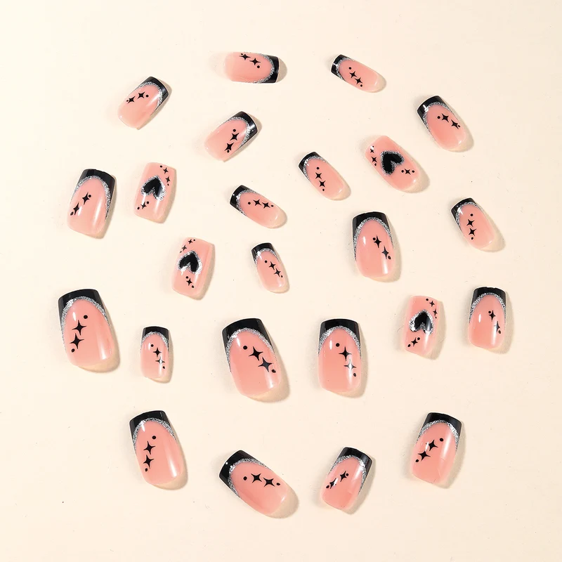 Gothic Heart-Accent Nail Art Extensions Stornfield
