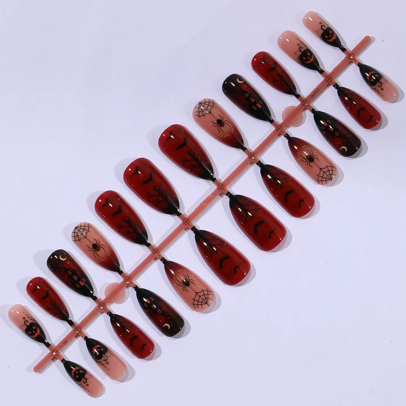 Gothic Halloween-Themed Stiletto Nail Art Extensions Stornfield 1789713505