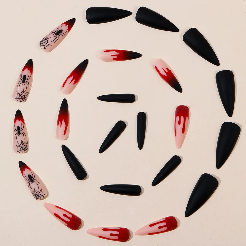 Gothic Halloween-Themed Stiletto Nail Art Extensions Stornfield 1789713400