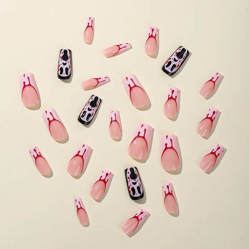 Gothic Blood-Spatter Acrylic Nail Art Extensions Stornfield