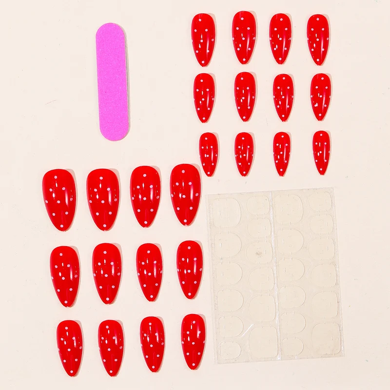 Glossy Polka Dot Stiletto Nail Art Extensions Stornfield
