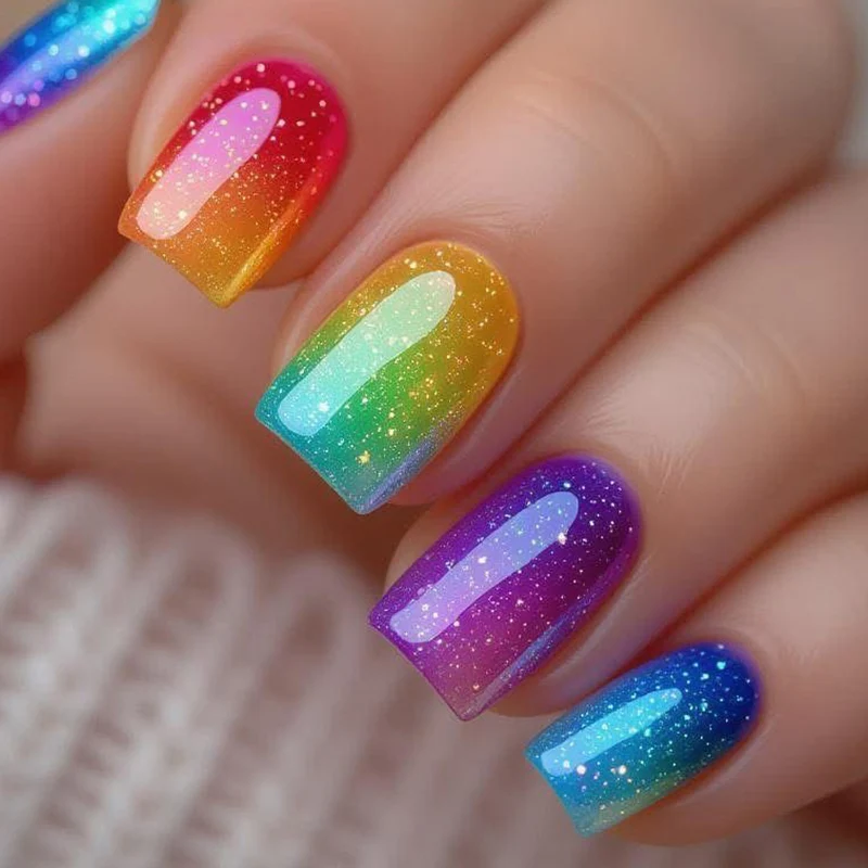 Glittering Gradient Acrylic Nail Art Extensions Stornfield