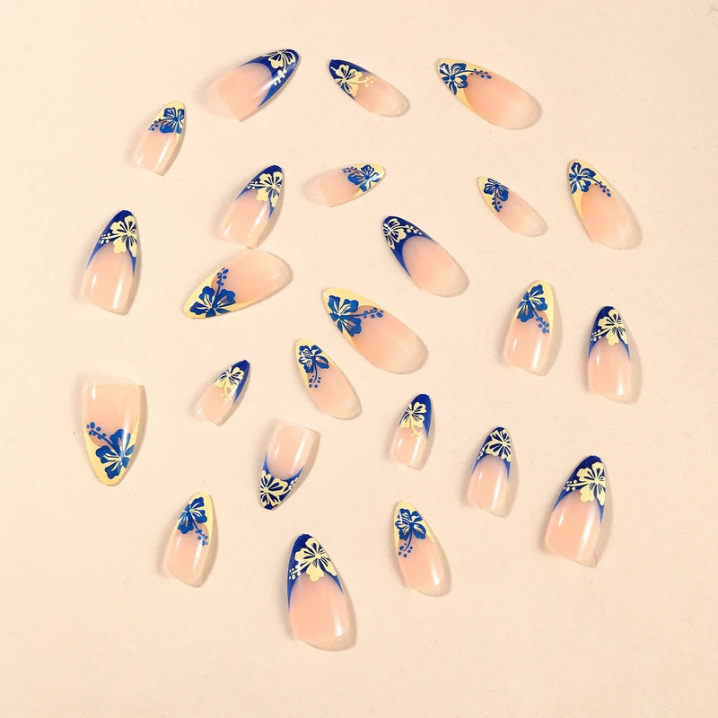 Floral Art French Tip Nail Set Stornfield