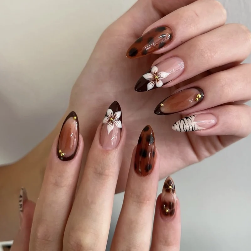 Floral Art Acrylic Nail Design Stornfield