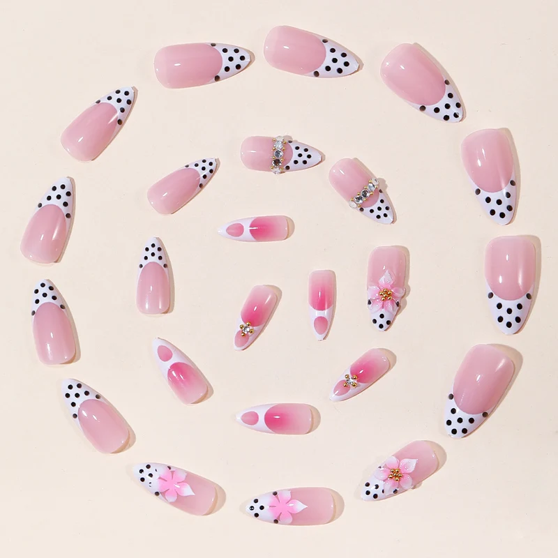 Floral-Accented Stiletto Nail Art Extensions Stornfield
