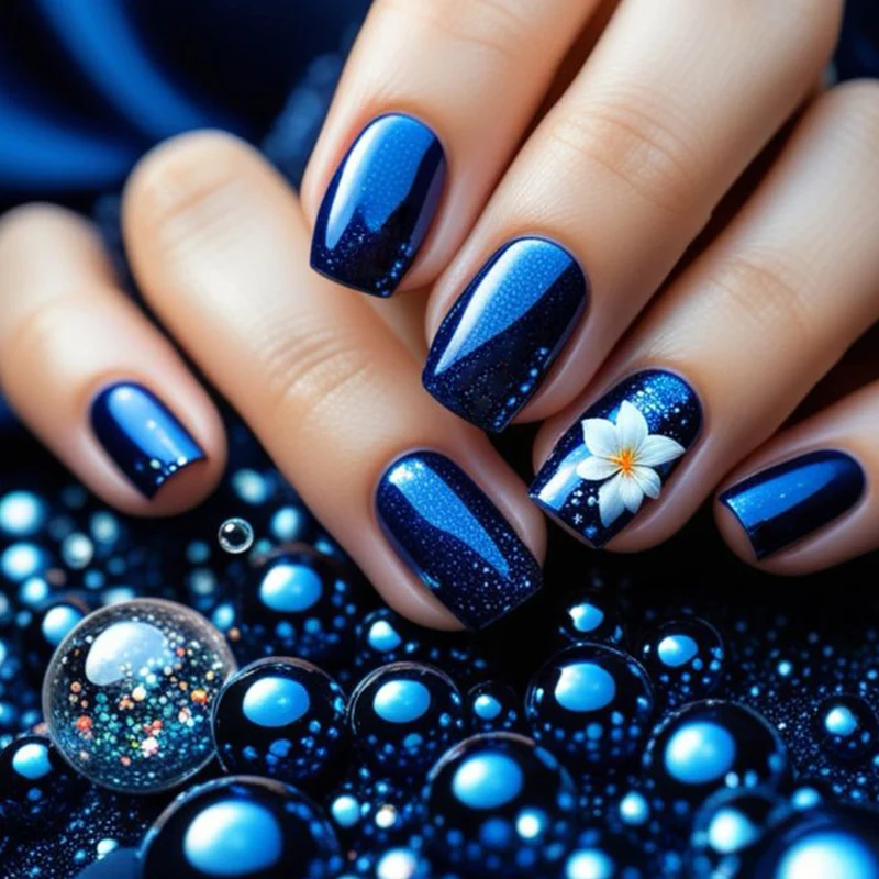 Floral Accented Gel Nail Art Stornfield